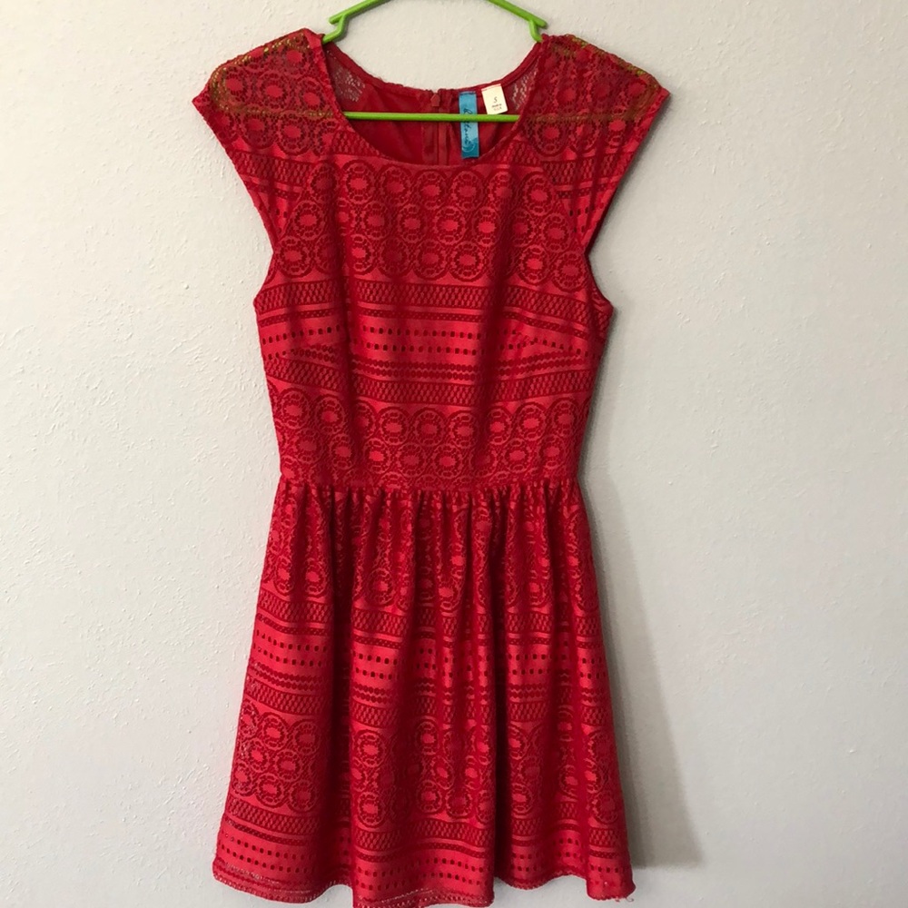 Red crocheted dress